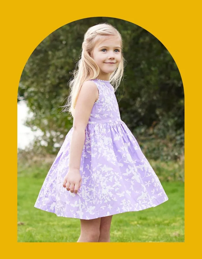 Monsoon Trotters Butterfly Print Dress Purple Children Dresses