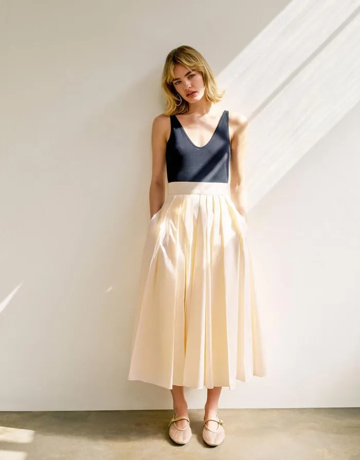 Monsoon Tully Taffeta Skirt Cream Women Occasionwear