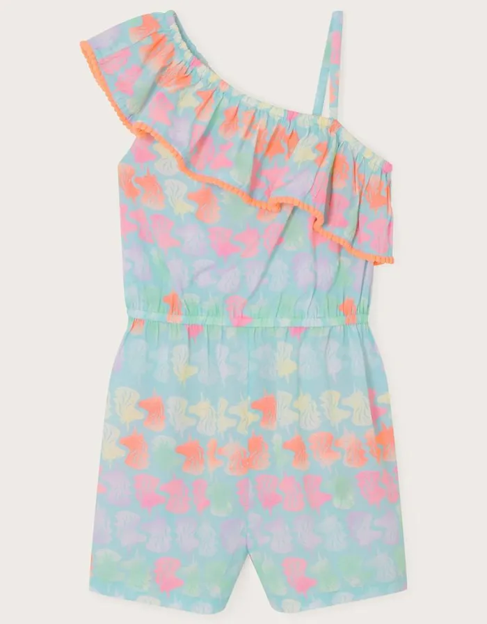 Monsoon Unicorn Heads OneShoulder Playsuit Blue Children Beachwear and Swimwear Monsoon Unicorn Heads OneShoulder Playsuit Blue Children Beachwear and Swimwear