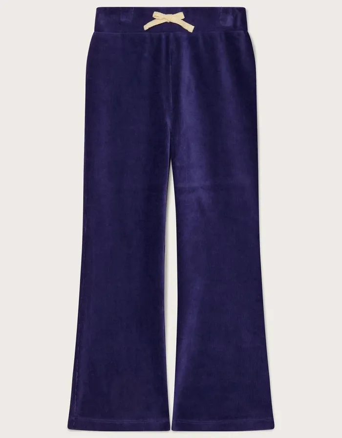 Monsoon Velour Kick Flare Joggers Blue Children Trousers and Shorts