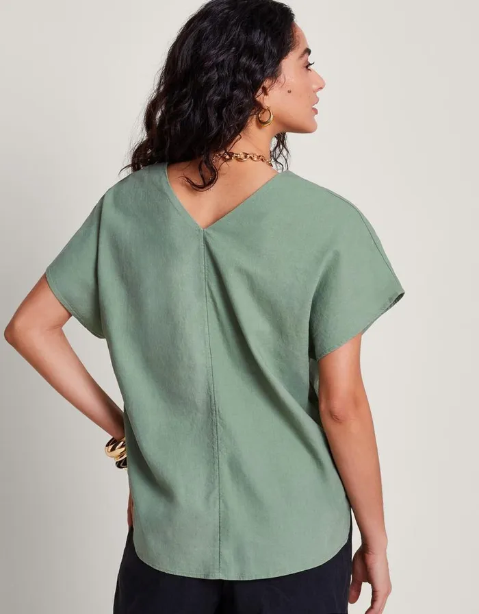 Monsoon Viola VNeck Pintuck TShirt Green Women Tops and Blouses Monsoon Viola VNeck Pintuck TShirt Green Women Tops and Blouses