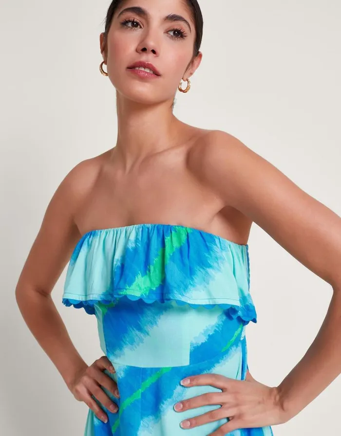Monsoon Zifia Stripe Ruffle Dress Blue Women Midi Dresses Monsoon Zifia Stripe Ruffle Dress Blue Women Midi Dresses