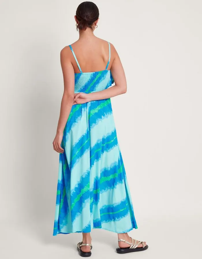 Monsoon Zifia Stripe Ruffle Dress Blue Women Midi Dresses Monsoon Zifia Stripe Ruffle Dress Blue Women Midi Dresses
