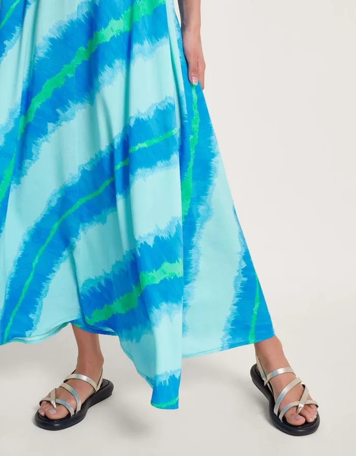 Monsoon Zifia Stripe Ruffle Dress Blue Women Midi Dresses Monsoon Zifia Stripe Ruffle Dress Blue Women Midi Dresses