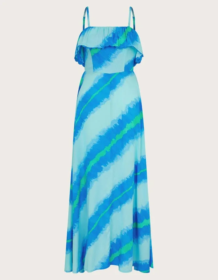 Monsoon Zifia Stripe Ruffle Dress Blue Women Midi Dresses Monsoon Zifia Stripe Ruffle Dress Blue Women Midi Dresses