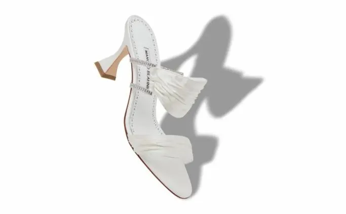 Mules Women Manolo Blahnik CHINAPCream Satin Gathered Mules