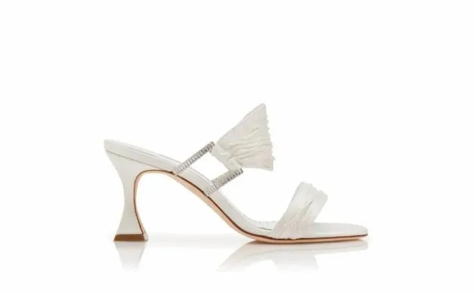 Mules Women Manolo Blahnik CHINAPCream Satin Gathered Mules Mules Women Manolo Blahnik CHINAPCream Satin Gathered Mules
