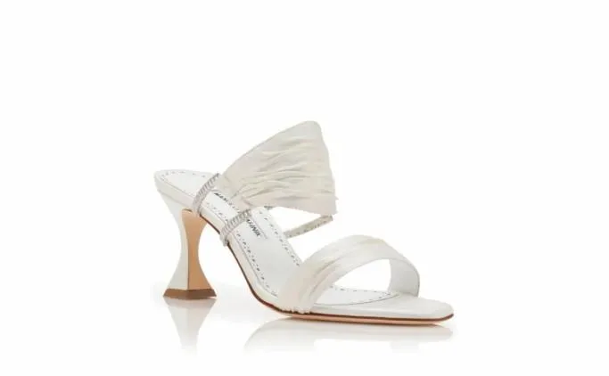Mules Women Manolo Blahnik CHINAPCream Satin Gathered Mules Mules Women Manolo Blahnik CHINAPCream Satin Gathered Mules