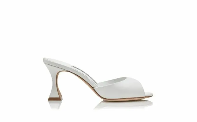 Mules Women Manolo Blahnik JADARONAWhite Calf Leather Mules Mules Women Manolo Blahnik JADARONAWhite Calf Leather Mules