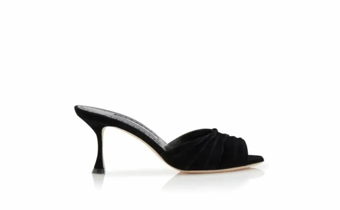 Mules Women Manolo Blahnik PIRUABlack Suede Ruched Open Toe Mules Mules Women Manolo Blahnik PIRUABlack Suede Ruched Open Toe Mules