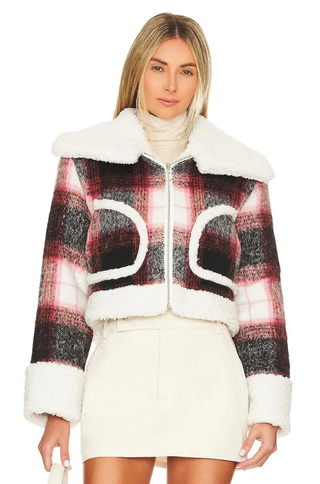 Natalie Cropped Jacket Red and Black Check Women Lovers and Friends Jackets and Coats