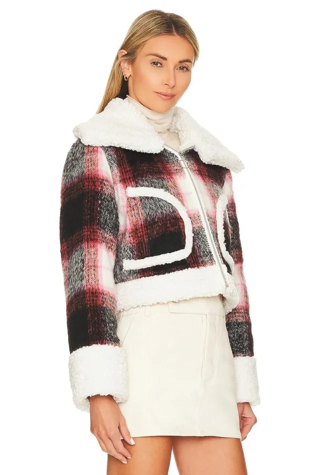 Natalie Cropped Jacket Red and Black Check Women Lovers and Friends Jackets and Coats