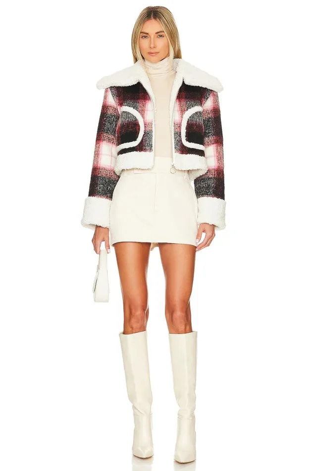 Natalie Cropped Jacket Red and Black Check Women Lovers and Friends Jackets and Coats