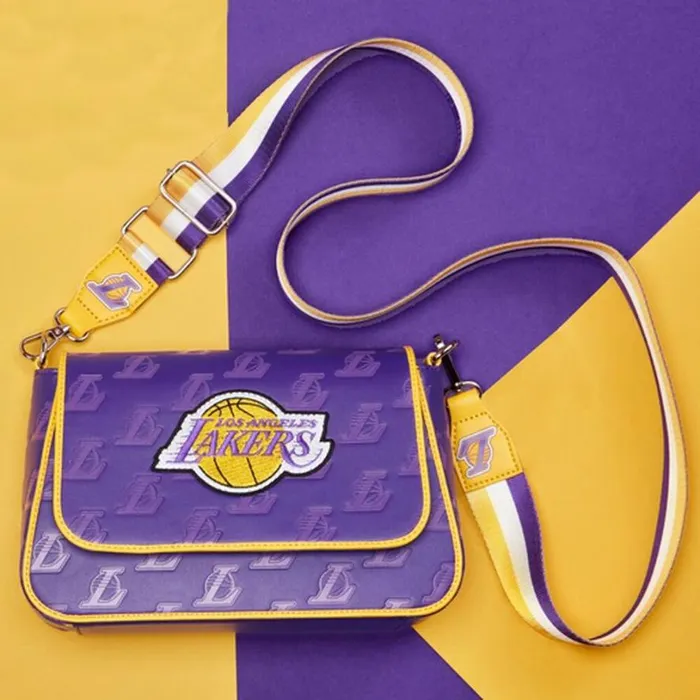 NBA Los Angeles Lakers Logo Crossbody Bag Unisex Loungefly Crossbody Bags