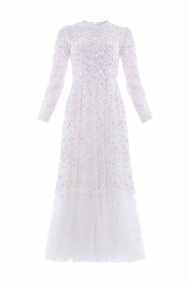 Needle and Thread Alina Sequin Ankle Gown White Women Embellished Dresses