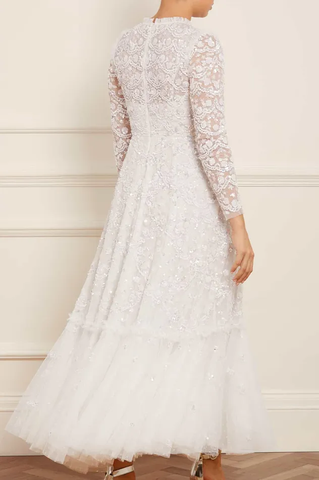 Needle and Thread Alina Sequin Ankle Gown White Women Embellished Dresses
