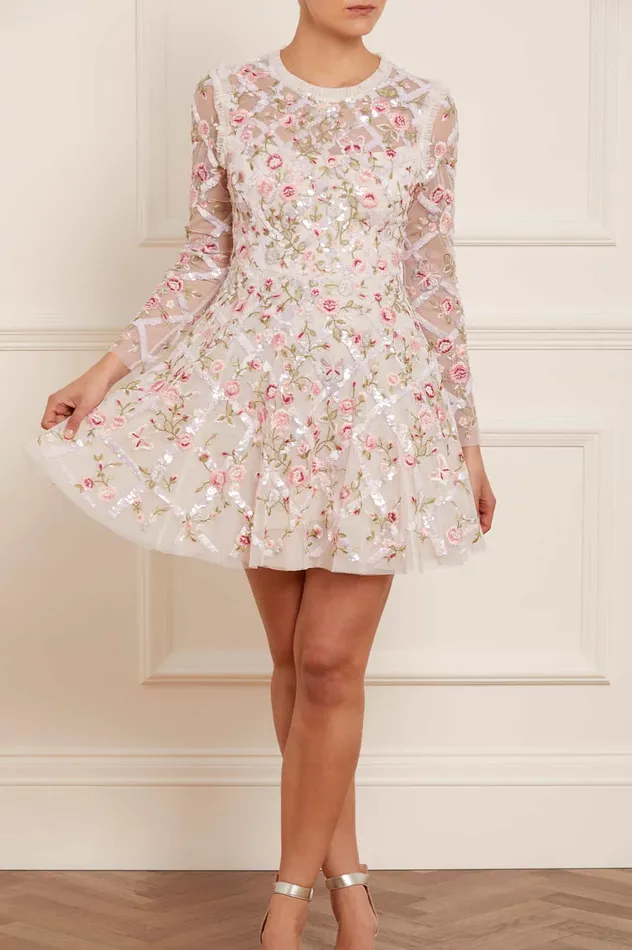 Needle and Thread Athena Rose Micro Mini Dress Champagne Women Embellished Dresses Needle and Thread Athena Rose Micro Mini Dress Champagne Women Embellished Dresses
