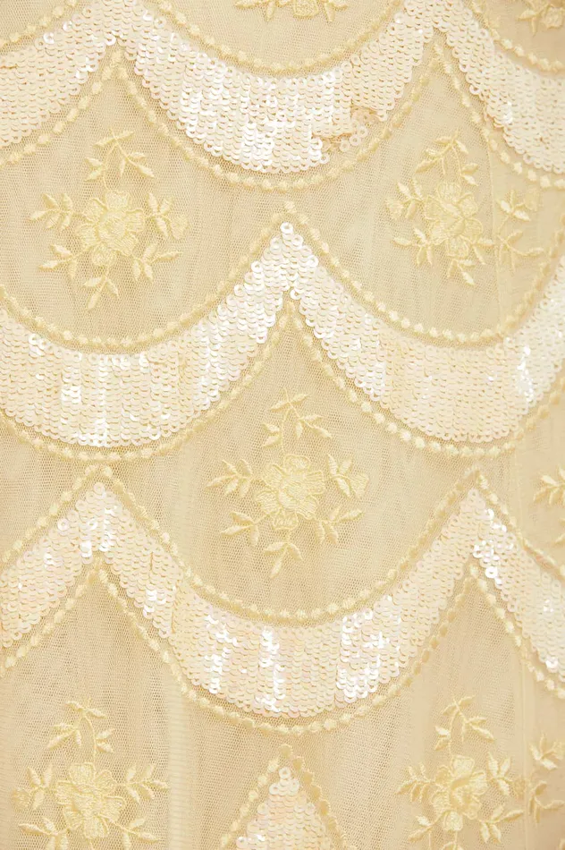 Needle and Thread Fifi Long Sleeve Ankle Gown Yellow Women Embellished Dresses
