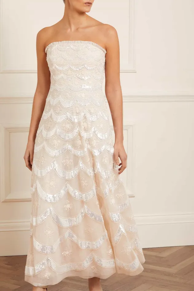 Needle and Thread Fifi Strapless Ankle Gown Champagne Women Embellished Dresses Needle and Thread Fifi Strapless Ankle Gown Champagne Women Embellished Dresses