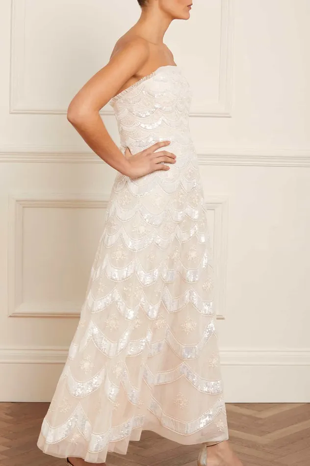 Needle and Thread Fifi Strapless Ankle Gown Champagne Women Embellished Dresses