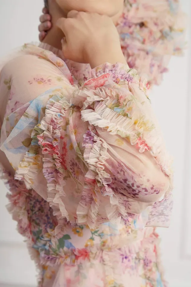 Needle and Thread Floral Diamond Ruffle Dress Multi Women Printed Dresses