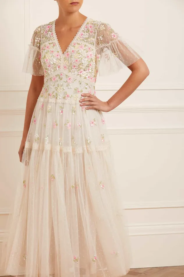 Needle and Thread Freesia Ditsy Ankle Gown Champagne Women Embellished Dresses