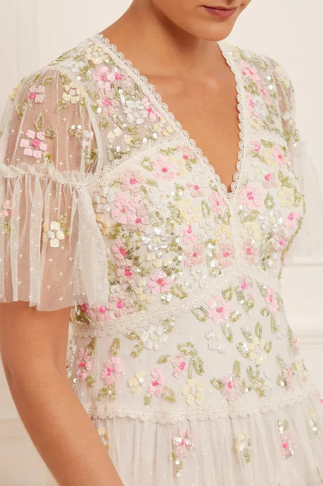 Needle and Thread Freesia Ditsy Ankle Gown Champagne Women Embellished Dresses Needle and Thread Freesia Ditsy Ankle Gown Champagne Women Embellished Dresses
