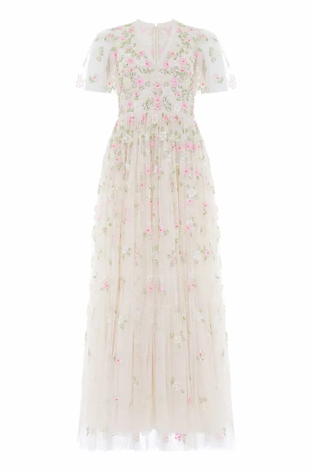 Needle and Thread Freesia Shimmer VNeck Gown Champagne Women Embellished Dresses Needle and Thread Freesia Shimmer VNeck Gown Champagne Women Embellished Dresses