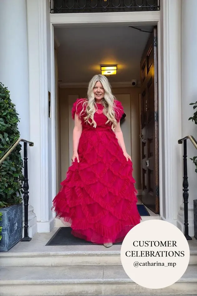Needle and Thread Genevieve Ruffle Gown Red Women Evening Dresses