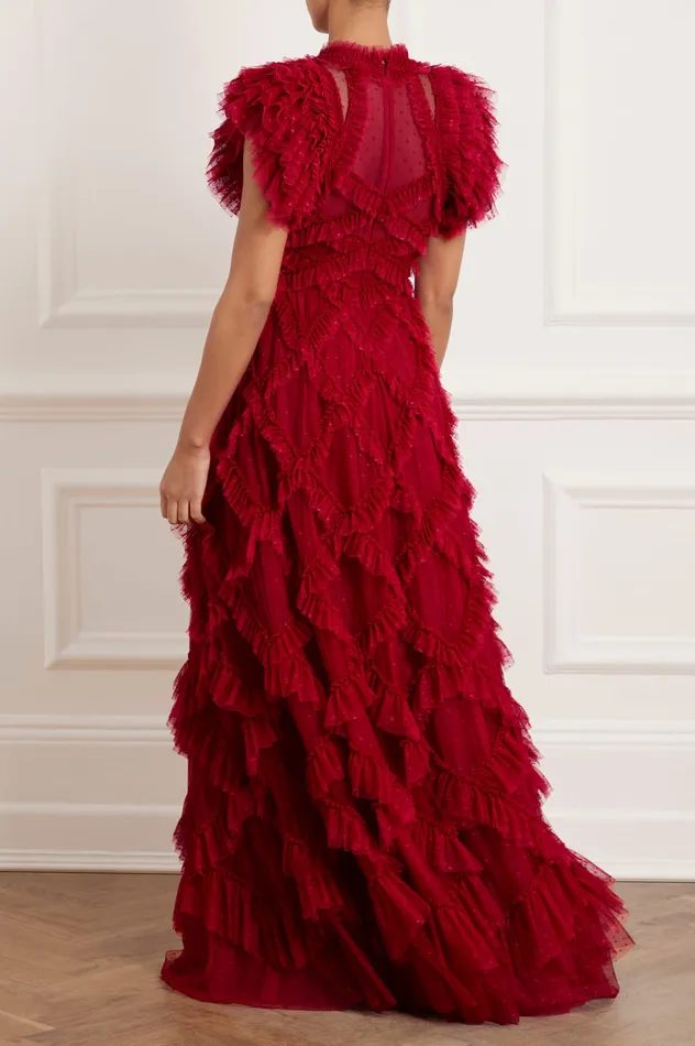 Needle and Thread Genevieve Ruffle Gown Red Women Evening Dresses