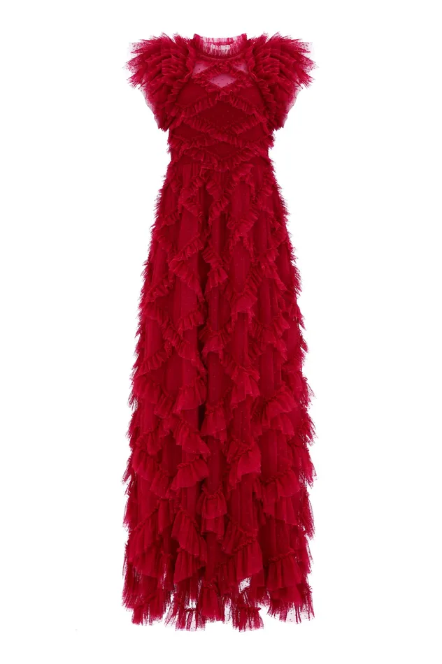 Needle and Thread Genevieve Ruffle Gown Red Women Evening Dresses