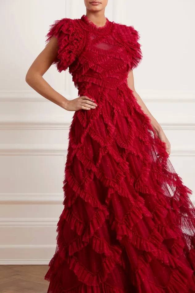 Needle and Thread Genevieve Ruffle Gown Red Women Evening Dresses