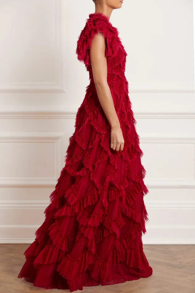 Needle and Thread Genevieve Ruffle Gown Red Women Evening Dresses