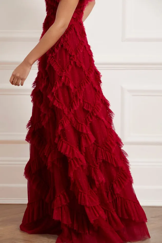 Needle and Thread Genevieve Ruffle Gown Red Women Evening Dresses