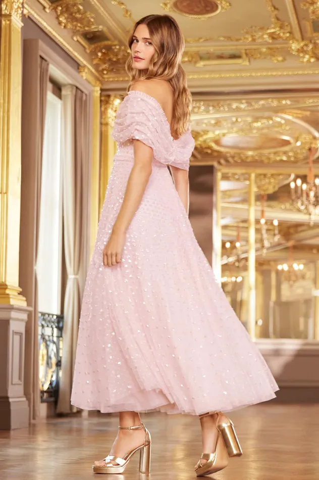 Needle and Thread Grace Gloss OffShoulder Ankle Gown Pink Women Embellished Dresses Needle and Thread Grace Gloss OffShoulder Ankle Gown Pink Women Embellished Dresses