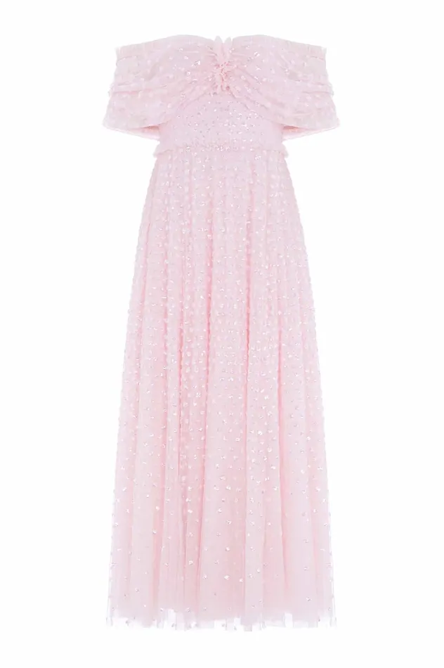 Needle and Thread Grace Gloss OffShoulder Ankle Gown Pink Women Embellished Dresses