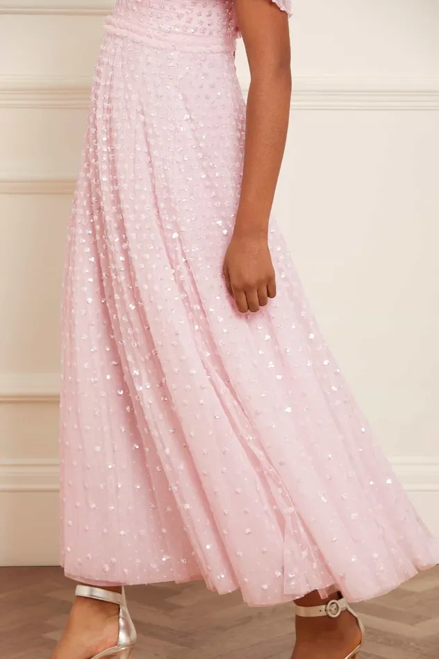 Needle and Thread Grace Gloss OffShoulder Ankle Gown Pink Women Embellished Dresses