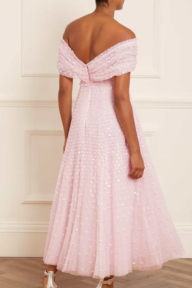 Needle and Thread Grace Gloss OffShoulder Ankle Gown Pink Women Embellished Dresses