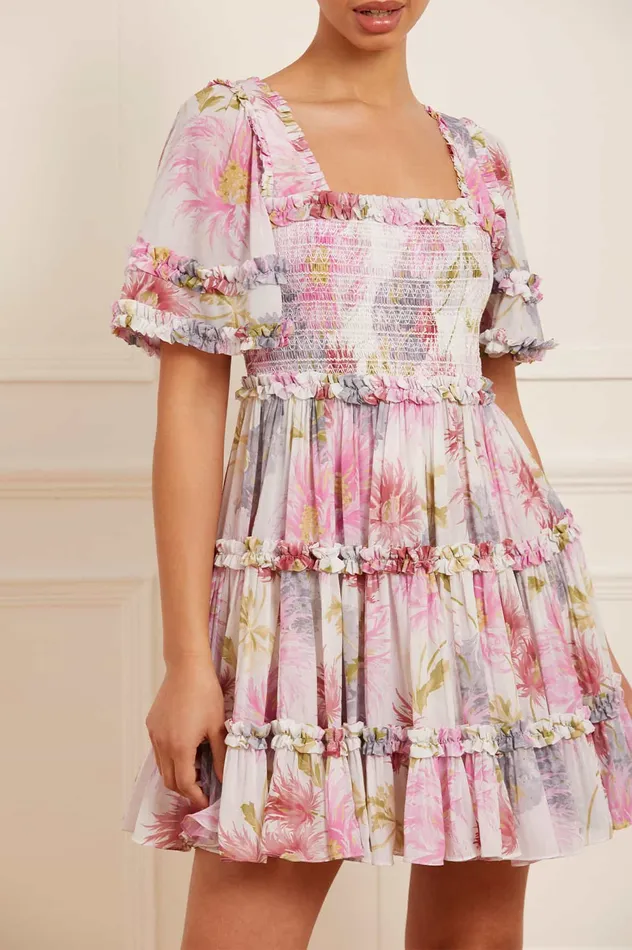 Needle and Thread Hummingbird Chiffon Smocked Micro Mini Dress Multi Women Day Dresses Needle and Thread Hummingbird Chiffon Smocked Micro Mini Dress Multi Women Day Dresses