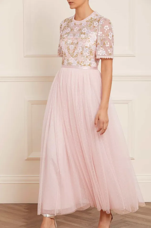 Needle and Thread Lena Bodice Ankle Gown Pink Women Embellished Dresses