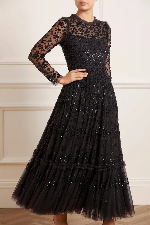 Needle and Thread Margot Ankle Gown Black Women Exclusives