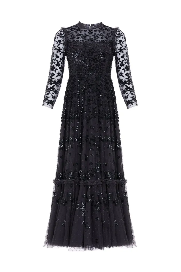Needle and Thread Margot Ankle Gown Black Women Exclusives