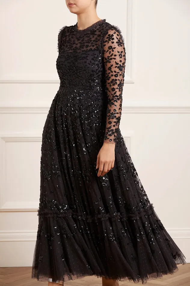Needle and Thread Margot Ankle Gown Black Women Exclusives