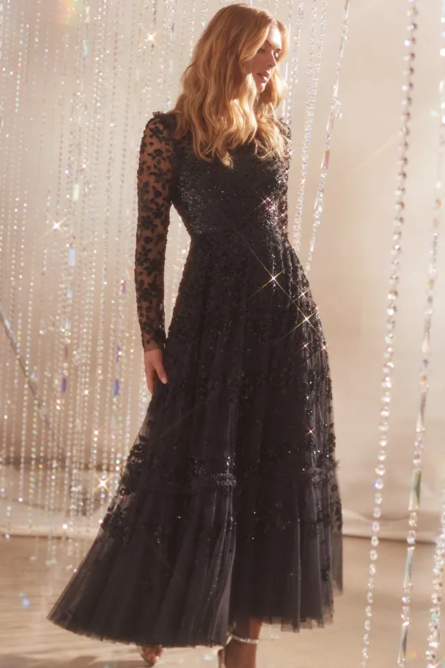 Needle and Thread Margot Ankle Gown Black Women Exclusives