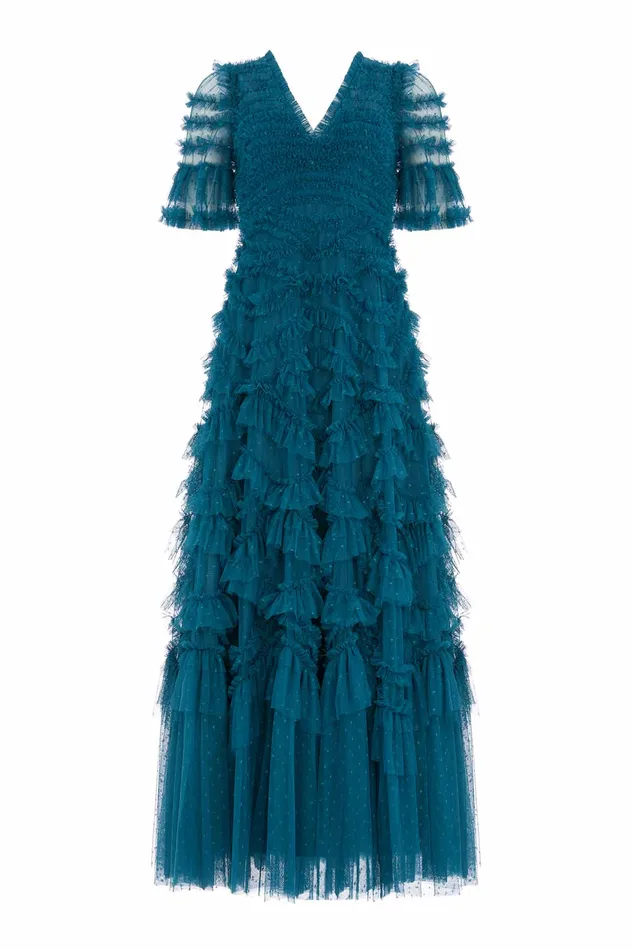 Needle and Thread Phoenix VNeck Gown Blue Women Evening Dresses