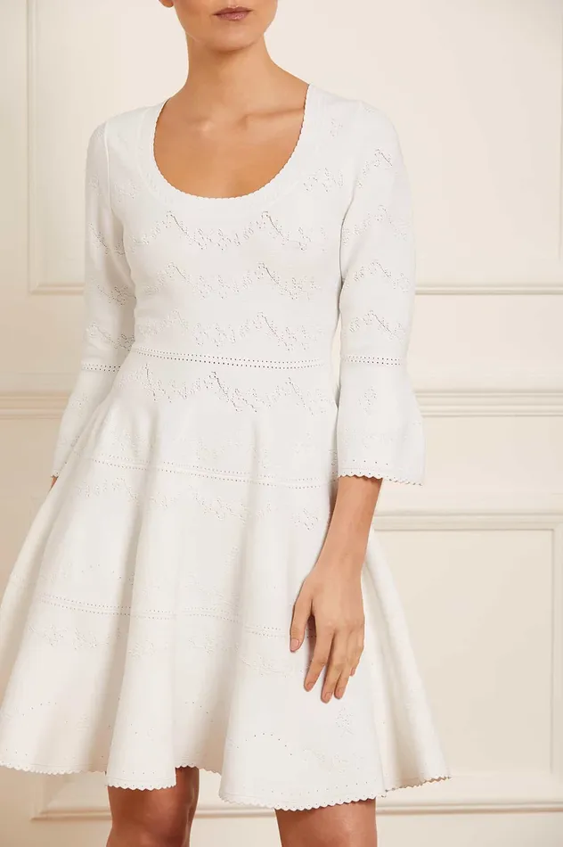 Needle and Thread Pretty Pointelle Knit Scoop Neck Mini Dress White Women Day Dresses Needle and Thread Pretty Pointelle Knit Scoop Neck Mini Dress White Women Day Dresses