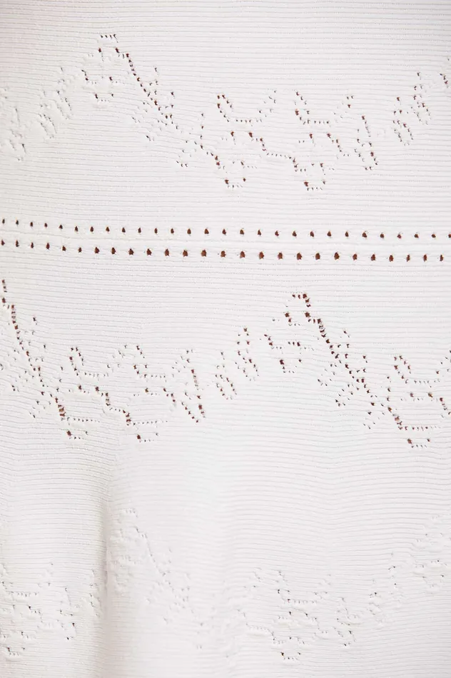 Needle and Thread Pretty Pointelle Knit Scoop Neck Mini Dress White Women Day Dresses