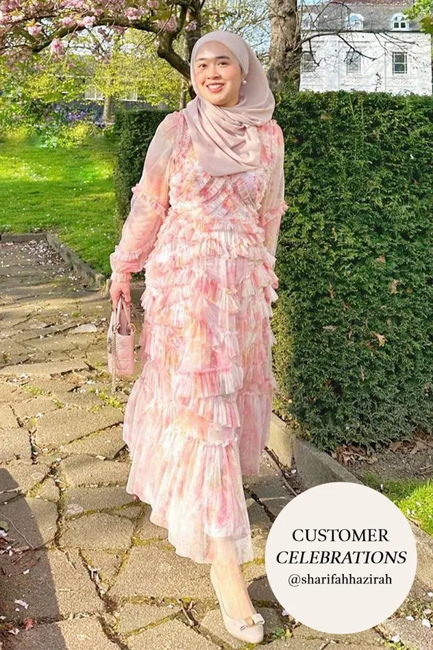 Needle and Thread Rose Bluebell Ruffle Gown Pink Women Printed Dresses