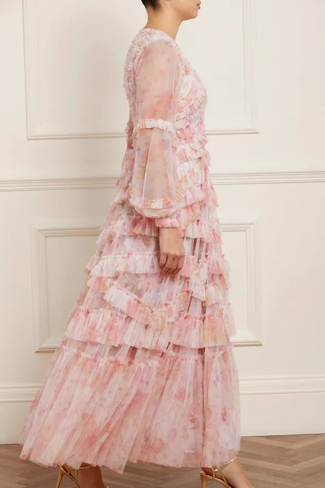 Needle and Thread Rose Bluebell Ruffle Gown Pink Women Printed Dresses