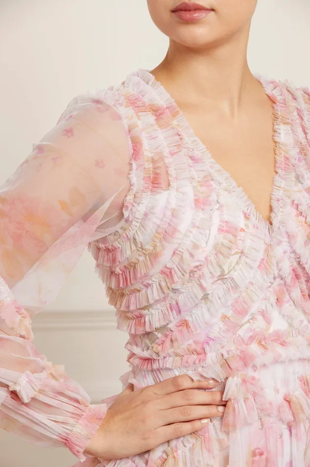 Needle and Thread Rose Bluebell Ruffle Gown Pink Women Printed Dresses